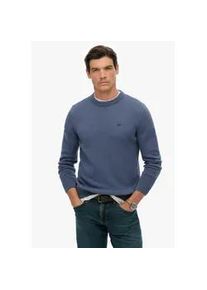 Strickpullover Superdry "PREPPY COTTON JUMPER", Herren, Gr. L, soft navy, Strick, Obermaterial: 100% Baumwolle, unifarben, regular fit normal, Rundhals, B&uuml;ndchen, Pullover Strickpullover, Baumwolle, regular fit