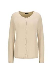 Strickjacke GOLDNER "Cardigan aus Baumwolle, Rundhals", Damen, Gr. 44, beige, Obermaterial: 100% Baumwolle CO., Modisch, Strickjacken Strickjacke, Piqu&eacute;-Optik