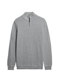 Sweatshirt Superdry "Strickpullover Cotton Texture Henley", Herren, Gr. L, grau (hellgrau), Obermaterial: 100% Baumwolle CO., Sweatshirts Sweatshirt