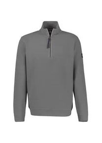 Sweater Lerros "SELA", Herren, Gr. XL, basalt grau, Sweatware, Obermaterial: 90% Baumwolle, 10% Polyester, unifarben, normal h&uuml;ftbedeckend, Rundhals, B&uuml;ndchen, Sweatshirts Sweater, mit Troyer-Rei&szlig;verschluss