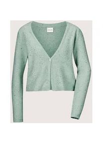 Madeleine Mode Strickjacke MADELEINE "Strickjacke Kurze Strickjacke mit Pailletten-Glanz", Damen, Gr. 40/42, silber (hellsalbeigr&uuml;n, silberfarben), Obermaterial: 28% Alpaka WP. 28% Wolle WO. 24% Polyamid PA. 15% Polyester PES. 5% Elasthan EL., Modern, normal, Strickjacken Strickjacke