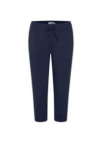 Caprihose oxmo "Caprihose OXOdda", Damen, Gr. L, N-Gr, blau (indigo blau), Obermaterial: 95% Baumwolle CO. 5% Elasthan EL., Hosen Caprihose