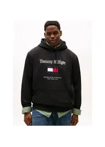Tommy Hilfiger Big & Tall Hoodie "BT-TOMMY EMBRO FLAG", Herren, Gr. 5XL, schwarz, Sweatware, Obermaterial: 64% Baumwolle, 36% Polyester, TOMMY HILFIGER BIG & TALL, regular fit normal, Rippb&uuml;ndchen, Sweatshirts Hoodie, Gro&szlig;e Gr&ouml;&szlig;en