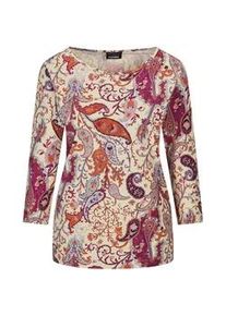 Kurzarmshirt GOLDNER "Florales Jerseyshirt mit Paisley-Muster", Damen, Gr. 54, bunt (bunt, gemustert), Obermaterial: 95% Baumwolle CO. 5% Elasthan EL., Shirts, U-Boot-Ausschnitt