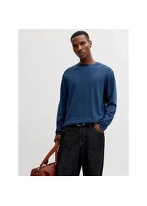 Jack & Jones Rundhalspullover JACK & JONES "JJESUMMER KNIT CREW NECK SN", Herren, Gr. L, navy blazer detail:melange, Strick, Obermaterial: 90% Baumwolle, 10% Leinen, meliert, regular fit taillenbedeckt, Rundhals, gerader Abschluss, Pullover Rundhalspullover, mit Rundhalsausschnitt