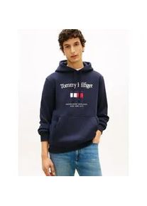 Hoodie Tommy Hilfiger "TOMMY EMBRO FLAG", Herren, Gr. L, desert sky, Sweatware, Obermaterial: 64% Baumwolle, 36% Polyester, regular fit, Rippb&uuml;ndchen, Sweatshirts Hoodie, normale Passform, Stickerei