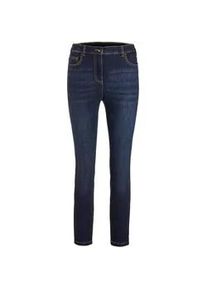 7/8-Hose GOLDNER "Slim Fit Jeans BELLA mit Dehnbund", Damen, Gr. 42, N-Gr, blau (dunkelblau), Obermaterial: 56% Baumwolle CO. 27% Polyester PES. 14% Viskose CV. 3% Elasthan EL., Hosen 7/8-Hose