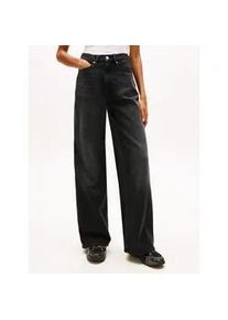 Tommy Hilfiger Loose-fit-Jeans TOMMY JEANS "CLAIRE HR WD", Damen, Gr. 31, L&auml;nge 30, denim schwarz, Denim/Jeans, Obermaterial: 99% Baumwolle, 1% Elasthan, Abriebeffekte, weit kn&ouml;chellang, Jeans