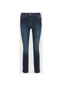 Madeleine Mode Regular-fit-Jeans MADELEINE "Jeans Slim-Fit Jeans mit Kettendetail", Damen, Gr. 22, N + K Gr, blau (dunkelblau), Obermaterial: 93% Baumwolle CO. 5% Polyester PES. 2% Elasthan EL., Jeans