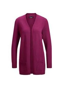 Strickjacke GOLDNER "Langarm Feinstrick-Cardigan", Damen, Gr. 44, pink (cyclam), Obermaterial: 100% Kaschmir WS., figurumspielend, Rippe, Strickjacken Strickjacke, Ohne