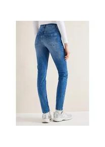 Slim-fit-Jeans Cecil, Damen, Gr. 33, L&auml;nge 32, mid blau wash, Jeans, 78% Baumwolle, 20% Polyester, 2% Elasthan, unifarben, lang, Jeans Slim-fit-Jeans, High Waist