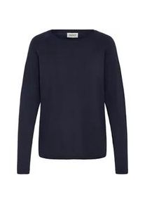 Strickfleece-Pullover oxmo "Strickpullover OXFKEANA", Damen, Gr. L, blau (night sky), Obermaterial: 50% Viskose CV. 28% Polyester PES. 22% Nylon NY., Pullover