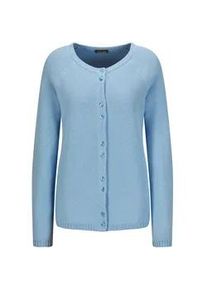 Strickjacke GOLDNER "Cardigan aus Baumwolle, Rundhals", Damen, Gr. 38, blau (hellblau), Obermaterial: 100% Baumwolle CO., Modisch, Strickjacken Strickjacke, Piqu&eacute;-Optik