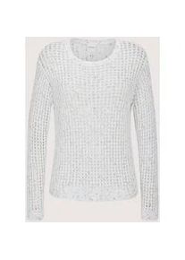 Madeleine Mode Longpullover MADELEINE "Strickpullover Ajourpullover mit Glanzeffekt", Damen, Gr. 36/38, wei&szlig; (wei&szlig;, silberfarben), Obermaterial: 52% Baumwolle CO. 19% Viskose CV. 15% Polyester PES. 6% metallisierte Fasern MTF. 5% Polyamid PA., Modern, Pullover Longpullover, Dezenter Glanz