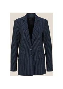 Madeleine Mode Longblazer MADELEINE "Blazer Langer, taillierter Blazer", Damen, Gr. 40, blau (marine, wei&szlig;), Obermaterial: 70% Viskose CV. 19% Polyamid PA. 8% Polyester PES. 3% Elasthan EL., Blazer Longblazer
