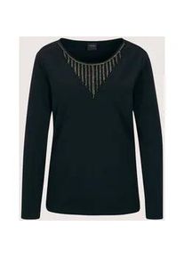 Madeleine Mode Langarmshirt MADELEINE "Sweatshirt Glamour&ouml;ser Pullover, Strassakzente", Damen, Gr. 40, schwarz, Obermaterial: 95% Baumwolle CO. 5% Elasthan EL., Modern, Shirts Langarmshirt, Shirt mit extravaganter Kettendekoration