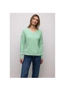 V-Ausschnitt-Pullover Street One, Damen, Gr. 46, pale mint gr&uuml;n, Web, 100% Baumwolle, unifarben, normal normal, V-Ausschnitt, Rippb&uuml;ndchen, Pullover, mit V-Ausschnitt