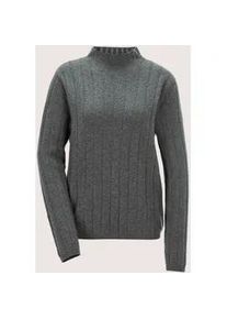 Madeleine Mode Longpullover MADELEINE "Kaschmirpullover Luxuri&ouml;ser Strickpullover mit Stehkragen", Damen, Gr. 48, grau (graphit, melange), Obermaterial: 100% Kaschmir WS., Modern, Pullover Longpullover, Reines Kaschmir