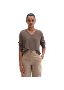 Marc O'Polo Strickpullover MARC O'POLO "aus reiner Bio-Baumwolle", Damen, Gr. L, chalky braun, Obermaterial: 100% Baumwolle, unifarben, V-Ausschnitt, Pullover Strickpullover