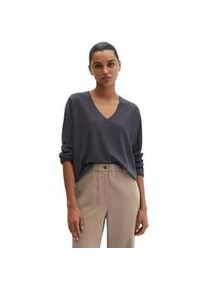 Marc O'Polo Strickpullover MARC O'POLO "aus Merinowolle-Viskose-Mix", Damen, Gr. XS, blau graphite, Obermaterial: 59% Schurwolle, 40% Viskose, 1% Polyamid, unifarben, V-Ausschnitt, Pullover Strickpullover