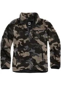 Kapuzenpullover BRANDIT "Brandit Herren Teddyfleece Troyer", Damen, Gr. M, schwarzcamouflage, 100% Polyester, unifarben, normal, amerikanischer Ausschnitt, Pullover Kapuzenpullover