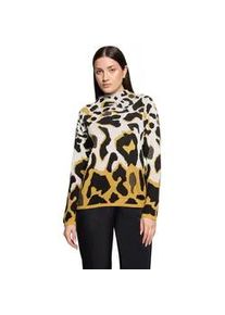 Strickpullover Betty Barclay "Damen mit Jacquard", Damen, Gr. 44, gelb (patch beige, gelb), Strick, Obermaterial: 50% Baumwolle, 50% Polyacryl, l&auml;ssig geschnitten lang, Pullover Strickpullover