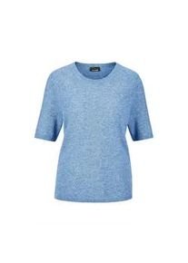 Kurzarmpullover GOLDNER "Halbarmpullover mit Rundhals aus Kaschmir", Damen, Gr. 42, blau (himmelblau), Obermaterial: 100% Kaschmir WS., Rippe, Pullover, Aufwendig in Form gestrickt