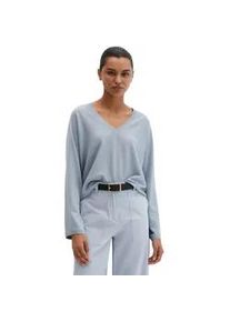 Marc O'Polo Strickpullover MARC O'POLO "aus Merinowolle-Viskose-Mix", Damen, Gr. XL, grau horizon, Obermaterial: 59% Schurwolle, 40% Viskose, 1% Polyamid, unifarben, V-Ausschnitt, Pullover Strickpullover