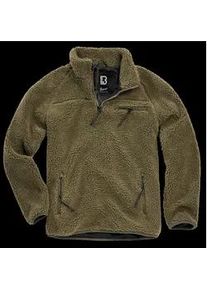 Kapuzenpullover BRANDIT "Brandit Herren Teddyfleece Troyer", Damen, Gr. M, olive, 100% Polyester, unifarben, normal, amerikanischer Ausschnitt, Pullover Kapuzenpullover