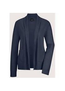 Madeleine Mode Strickjacke MADELEINE "Strickjacke Langarm Cardigan mit Schalkragen, Kaschmir", Damen, Gr. 40/42, blau (marine), Obermaterial: 95% Baumwolle CO. 5% Kaschmir WS., Modern, gerade, Strickjacken Strickjacke, Formstabile Rippenabschl&uuml;sse