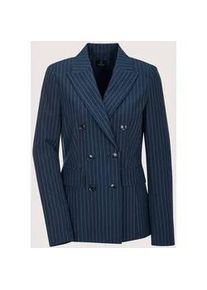 Madeleine Mode Jackenblazer MADELEINE "Blazer Longblazer mit Nadelstreifen", Damen, Gr. 36, blau (nachtblau, wollwei&szlig;), Obermaterial: 63% Polyester PES. 33% Viskose CV. 4% Elasthan EL., Blazer