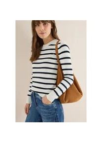 Strickpullover Cecil, Damen, Gr. S (38), universal blau, Strick, Obermaterial: 100% Baumwolle, gestreift, normal h&uuml;ftbedeckend, Rundhals, B&uuml;ndchen, Pullover Strickpullover, im Streifen-Look