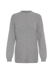 Strickfleece-Pullover oxmo "Strickpullover OXIFANSY", Damen, Gr. XS, grau (grau melange), Obermaterial: 50% Viskose CV. 28% Polyester PES. 22% Polyamid PA., Pullover