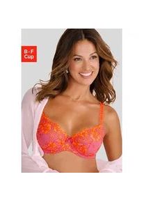 B&uuml;gel-BH Lascana "Wanda", Damen, Gr. 85, Cup F, pink (pink, orange), Spitze, Obermaterial: 78% Polyamid, 12% Polyester, 6% Baumwolle, 4% Elasthan, BHs B&uuml;gel-BH, mit Stickerei Spitze in floraler Optik, Dessous
