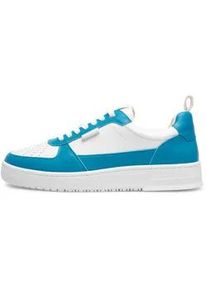Sneaker N91 "Bball M AB Herrensneaker", Herren, Gr. 44, blau (wei&szlig;, petrol), Kalbsleder, Schuhe Sneaker, Turnschuh Leder handgefertigt, sportlicher Freizeitschuh Herren