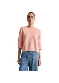 Marc O'Polo Strickpullover MARC O'POLO DENIM "aus kompaktem Baumwollgarn", Damen, Gr. L, peony pink, Obermaterial: 100% Baumwolle, unifarben, Rundhals, Pullover Strickpullover