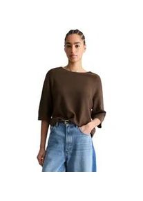 Marc O'Polo Strickpullover MARC O'POLO DENIM "aus kompaktem Baumwollgarn", Damen, Gr. XXS, hazelnut braun, Obermaterial: 100% Baumwolle, unifarben, Rundhals, Pullover Strickpullover