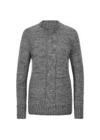 Rundhalspullover GOLDNER "Kurzgr&ouml;&szlig;e H&uuml;ftlanger Langarmpullover, Zopfstrick", Damen, Gr. 21, grau (grau, gemustert), Obermaterial: 100% Polyacryl PAN., Modisch, gerade, Elastisch, Pullover Rundhalspullover, keine/nicht relevant