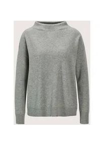 Madeleine Mode Longpullover MADELEINE "Kaschmirpullover Eleganter Strickpullover mit Stehkragen", Damen, Gr. 40/42, grau (steingrau, melange), Obermaterial: 100% Kaschmir WS., Modern, Pullover Longpullover, Reines Kaschmir