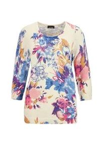 2-in-1-Pullover GOLDNER "Femininer Druckpullover", Damen, Gr. 44, wei&szlig; (wei&szlig;, gemustert), Obermaterial: 60% Polyester PES. 40% Baumwolle CO., normal, Sonstiges, Pullover, Ohne