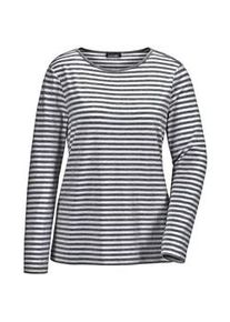 Longpullover GOLDNER "Ringelshirt mit U-Boot-Ausschnitt", Damen, Gr. 54, blau (marine, cremewei&szlig;, geringelt), Obermaterial: 92% Viskose CV. 8% Elasthan EL., Sonstiges, Pullover Longpullover, Ohne