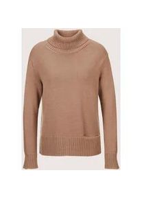 Madeleine Mode Longpullover MADELEINE "Pullover Rollkragen-Pullover mit Tasche", Damen, Gr. 40/42, braun (caramel, melange), Obermaterial: 52% Viskose CV. 27% Polyester PES. 21% Polyamid PA., Modern, normal, Pullover Longpullover