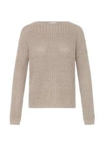 Strickfleece-Pullover oxmo "Strickpullover OXFKANNA", Damen, Gr. L, grau (moon rock), Obermaterial: 60% Baumwolle CO. 40% Polyacryl PAN., Pullover