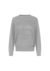 Strickfleece-Pullover oxmo "Strickpullover OXEDNA ONECK", Damen, Gr. M, grau (medium grau melange), Obermaterial: 100% Polyacryl PAN., Pullover