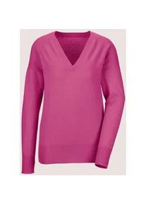 Madeleine Mode Longpullover MADELEINE "Pullover Kaschmirpullover mit V-Ausschnitt", Damen, Gr. 36/38, pink (magenta), Obermaterial: 100% Kaschmir WS., Modern, Pullover Longpullover, Edles Maschenbild