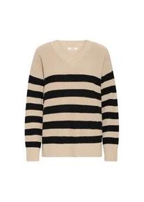 V-Ausschnitt-Pullover oxmo "V-Ausschnitt-Pullover OXKALA", Damen, Gr. XXL, beige (dune), Obermaterial: 70% Baumwolle CO recyc.. 30% Polyester Pol. recyc.., Pullover