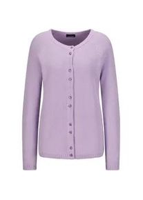 Strickjacke GOLDNER "Cardigan aus Baumwolle, Rundhals", Damen, Gr. 50, lila (flieder), Obermaterial: 100% Baumwolle CO., Modisch, Strickjacken Strickjacke, Piqu&eacute;-Optik