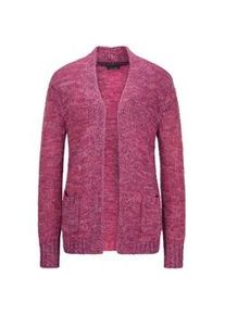 Strickjacke GOLDNER "Kurzgr&ouml;&szlig;e Langarm Melange-Cardigan, flauschig", Damen, Gr. 25, pink (beere, gemustert), Obermaterial: 100% Polyacryl PAN., Modisch, Strickjacken Strickjacke, Melange-Optik