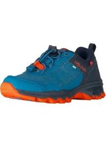 Outdoorschuh Trollkids "KIDS TROLLTUNGA HIKER LOW XT", Kinder, Gr. 38, atlantic blau, glow orange, schwarz navy, Synthetik, Schuhe Outdoorschuh, wasserdicht