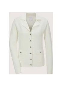 Madeleine Mode Strickjacke MADELEINE "Strickblazer Elegante Businessjacke im Milano-Strick", Damen, Gr. 40, wei&szlig; (wollwei&szlig;), Obermaterial: 52% Viskose CV. 48% Polyamid PA., Modern, tailliert, Strickjacken Strickjacke, Schmuckkn&ouml;pfe